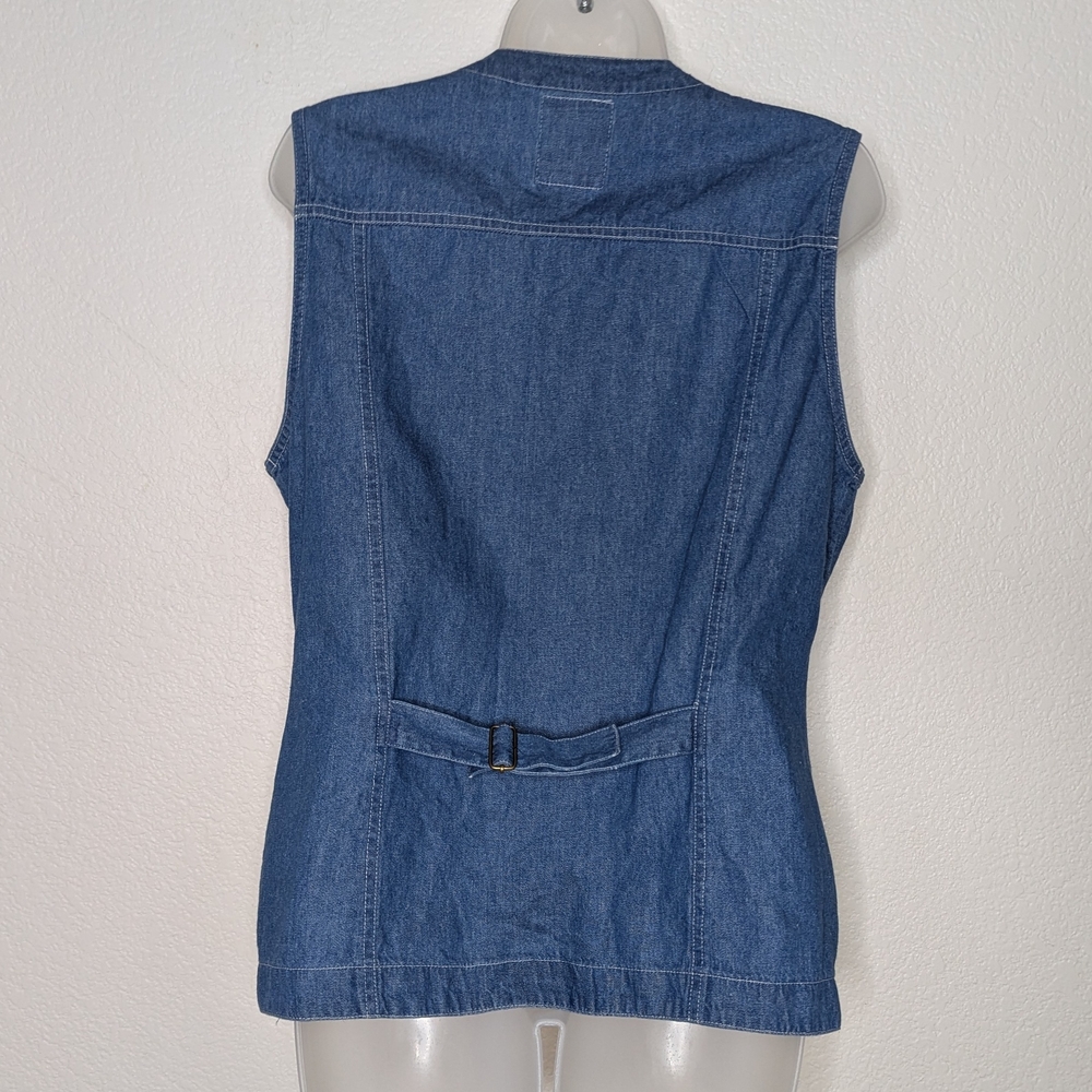 Vintage‎ 90's Andrew Blues Light Denim Vest Western Boho Women's L - Picture 3 of 11